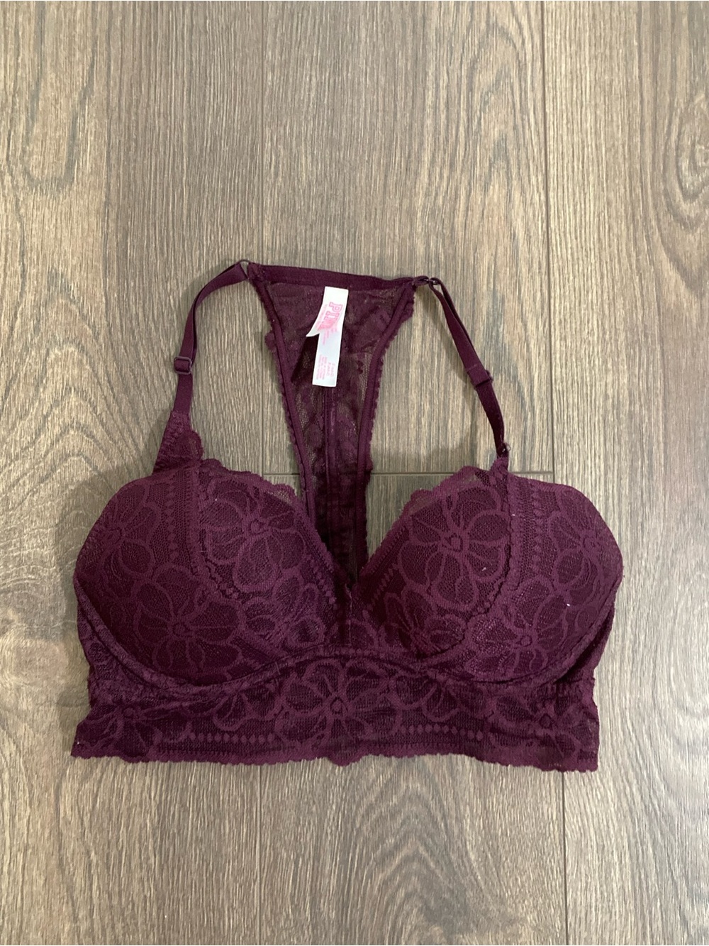 PINK By Victoria Secret Push Up Racerback Bra Red Lace Size Small AA-C